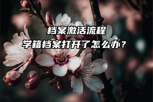 档案激活流程：学籍档案打开了怎么办？