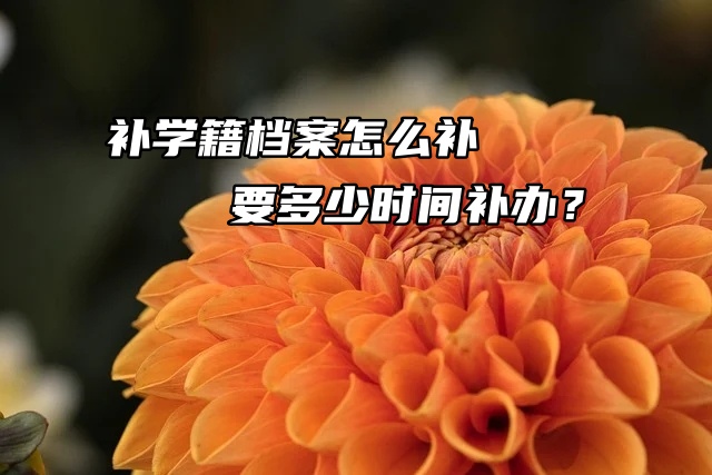 补学籍档案怎么补，要多少时间补办？