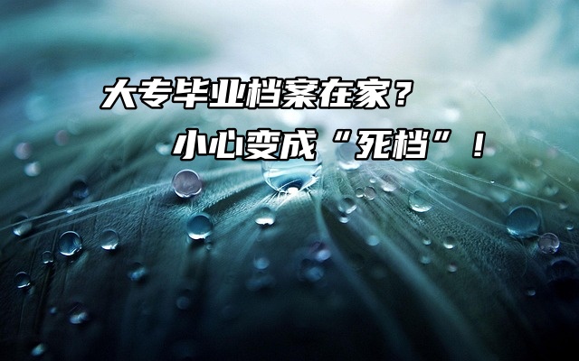 大专毕业档案在家？小心变成“死档”！