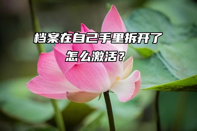 很急！档案在自己手里拆开了怎么激活？