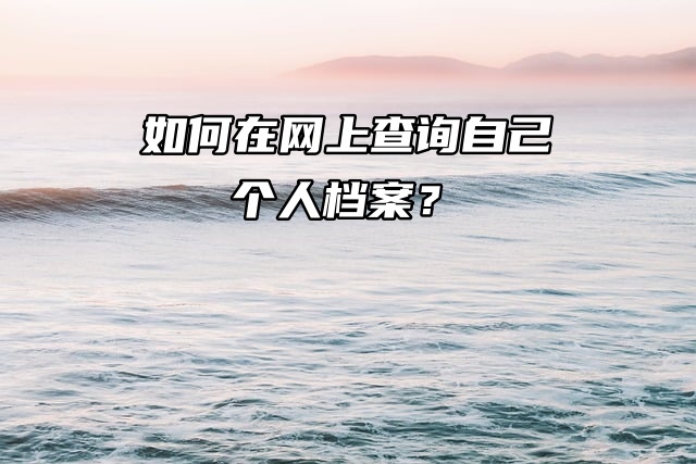 查档平台：如何在网上查询自己个人档案