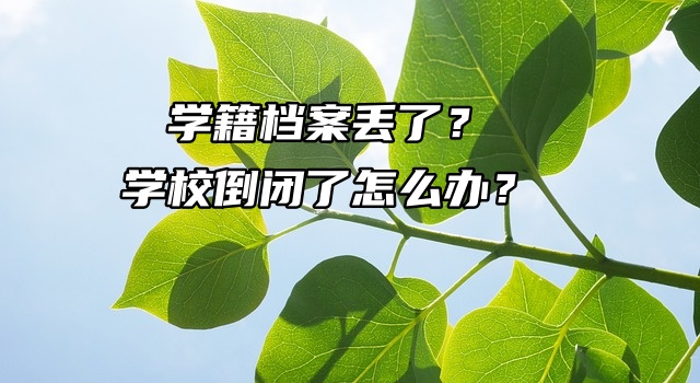 学籍档案丢了？学校倒闭了怎么办？