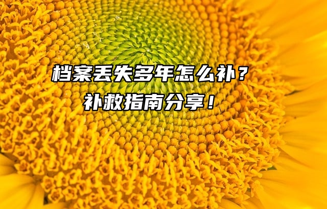 档案丢失多年怎么补？补救指南分享！