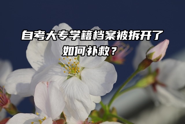 自考大专学籍档案被拆开了如何补救？