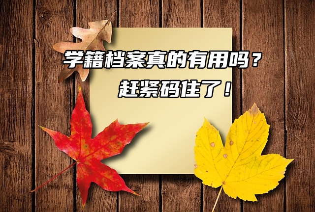 学籍档案真的有用吗？赶紧码住了！